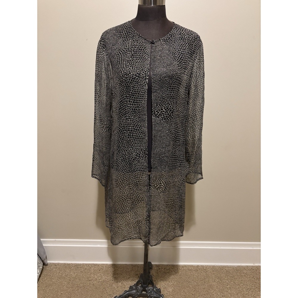 Vintage Robbie Bee 100% Silk Snakeskin Pattern Sheer Kimono Style Tunic Sz 12
